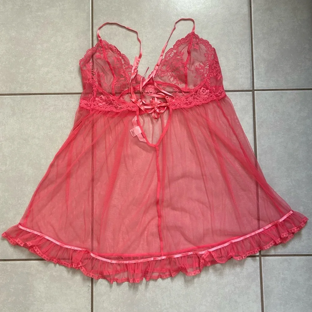 Victoria’s Secret Pink Lace Babydoll Lingerie - Picture 5 of 9